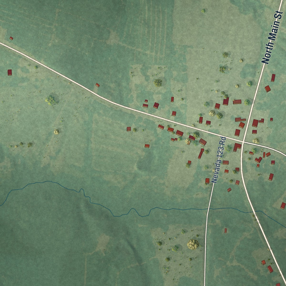 Close-up of the map of Willisville, Arkansas print showing street and building detail