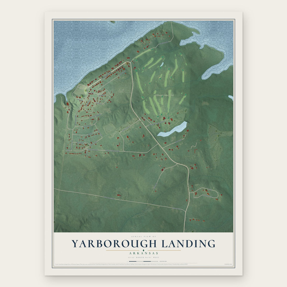 Yarborough Landing, Arkansas map print, the full design