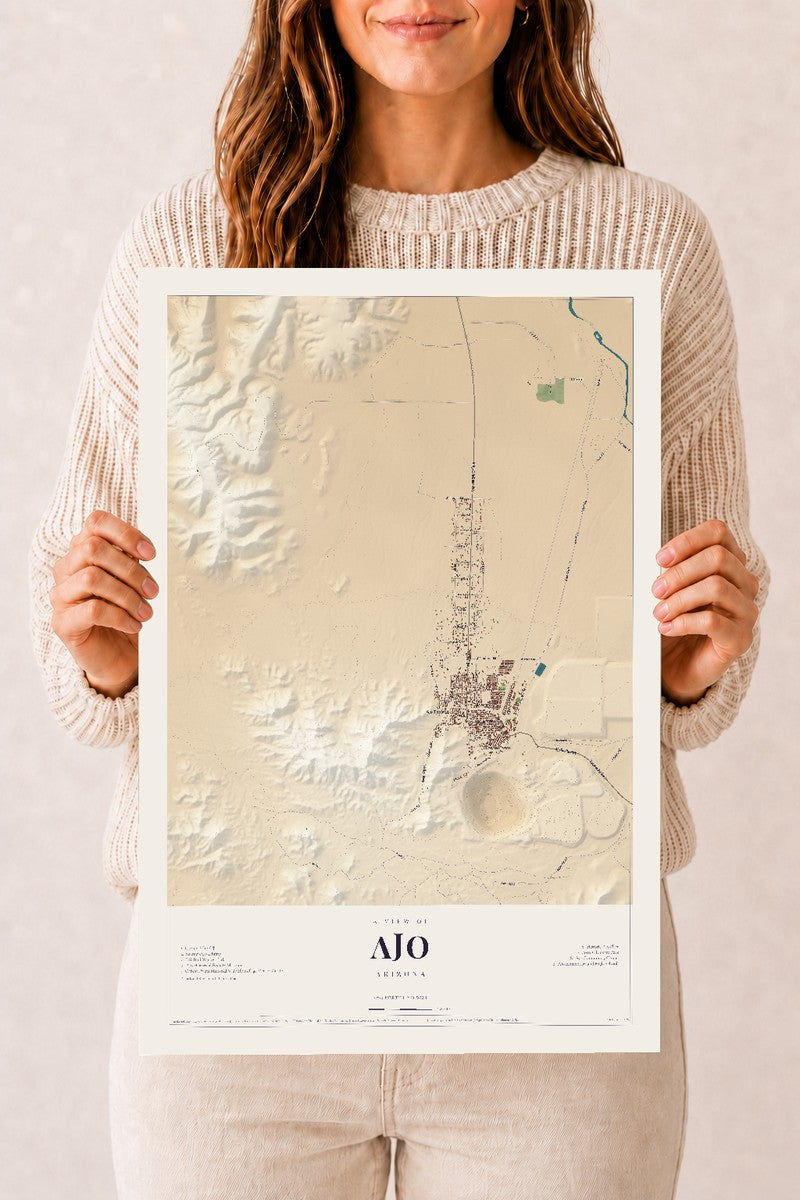 Ajo, Arizona map print