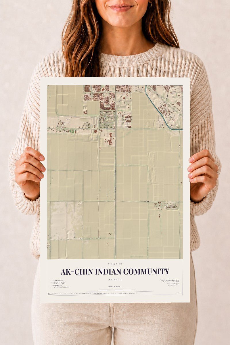 Ak-Chin Indian Community, Arizona map print, 12" x 18", Archival Matte Print