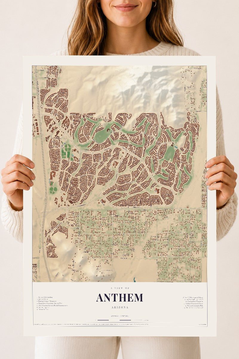 Anthem, Arizona map print, 18" x 24", Archival Matte Print