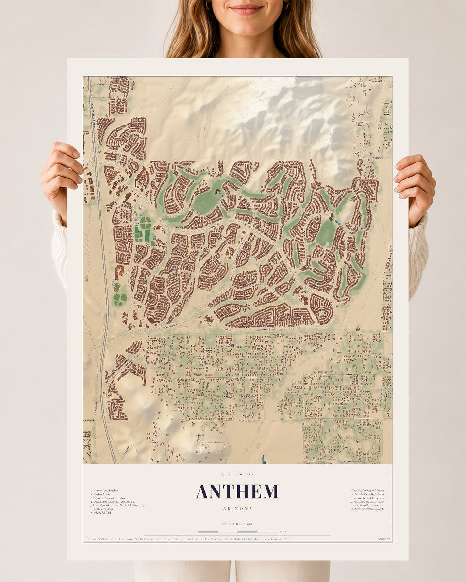 Anthem, Arizona map print, 24" x 36", Archival Matte Print