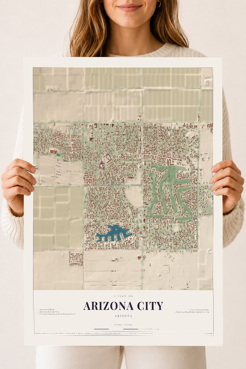 Map of Arizona City, Arizona, 18 x 24 inch unframed archival matte print