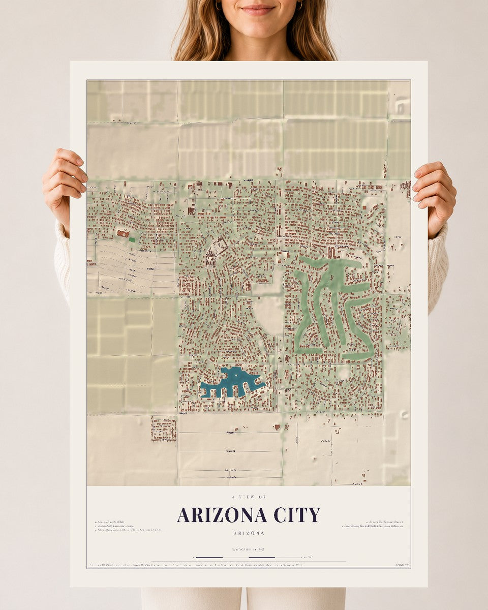 Map of Arizona City, Arizona, 24 x 36 inch unframed archival matte print