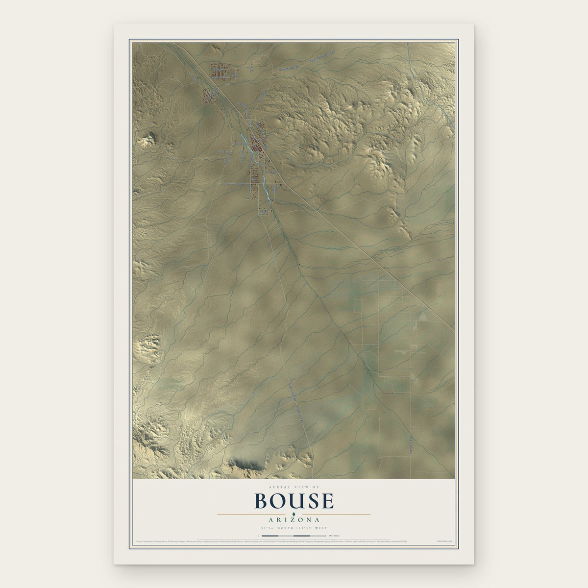 Bouse, Arizona map print, the full design