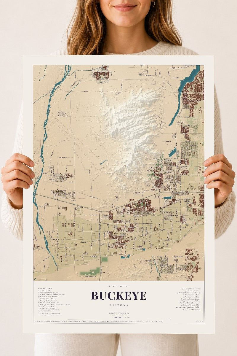 Buckeye, Arizona map print, 18" x 24", Archival Matte Print