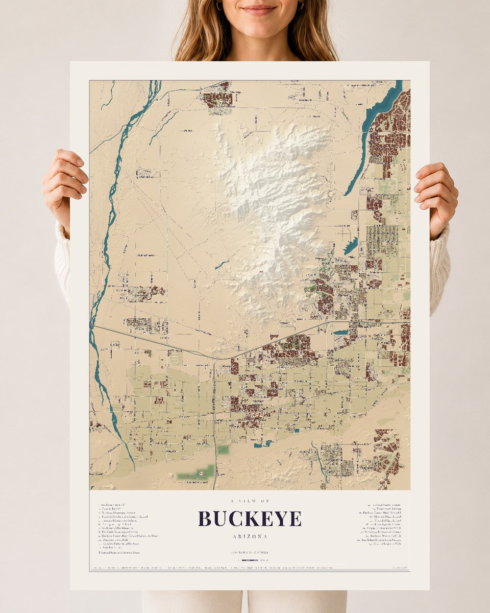 Buckeye, Arizona map print, 24" x 36", Archival Matte Print