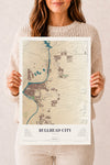 Map of Bullhead City, Arizona, 12 x 18 inch unframed archival matte print