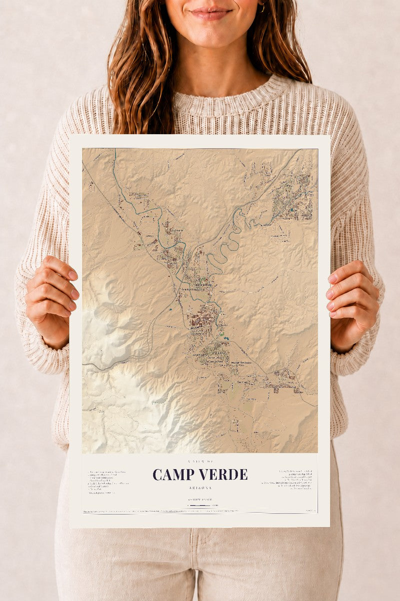 Camp Verde, Arizona map print, 12" x 18", Archival Matte Print
