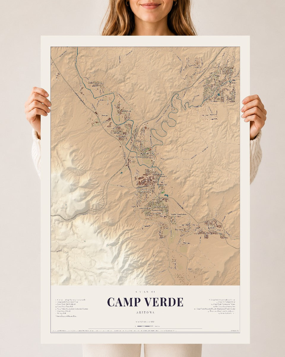 Camp Verde, Arizona map print, 24" x 36", Archival Matte Print