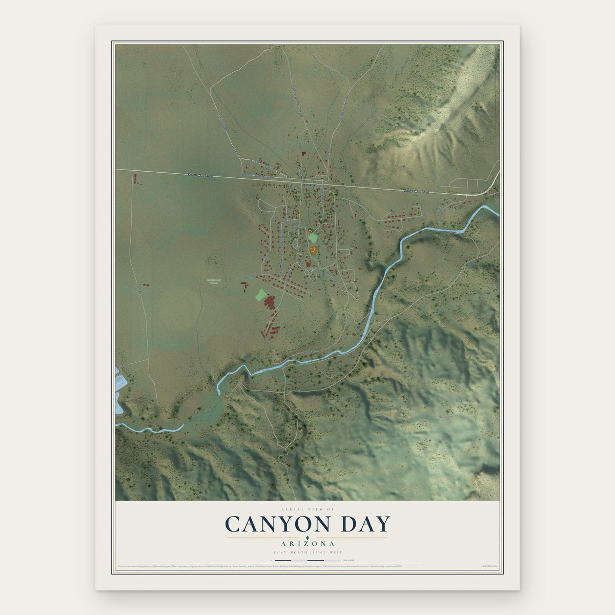 Canyon Day, Arizona map print, the full design