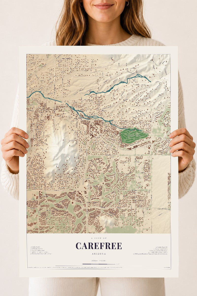 Map of Carefree, Arizona, 18 x 24 inch unframed archival matte print