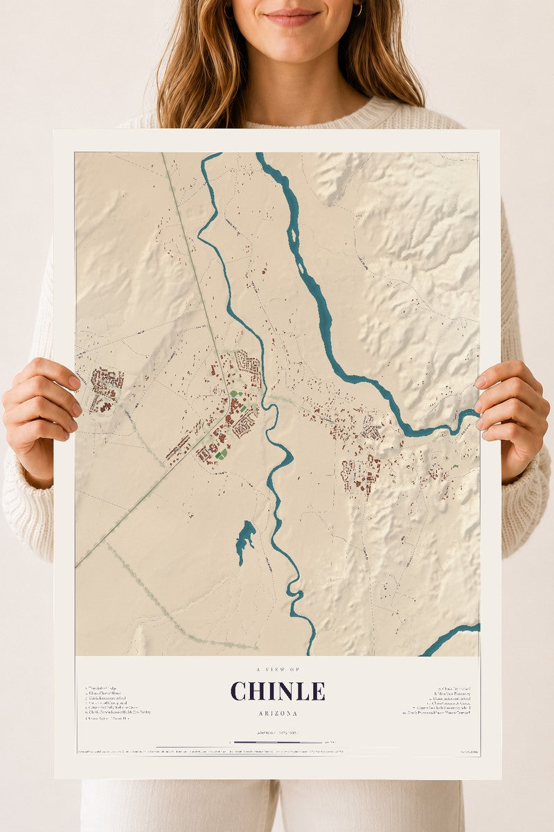 Map of Chinle, Arizona, 18 x 24 inch unframed archival matte print