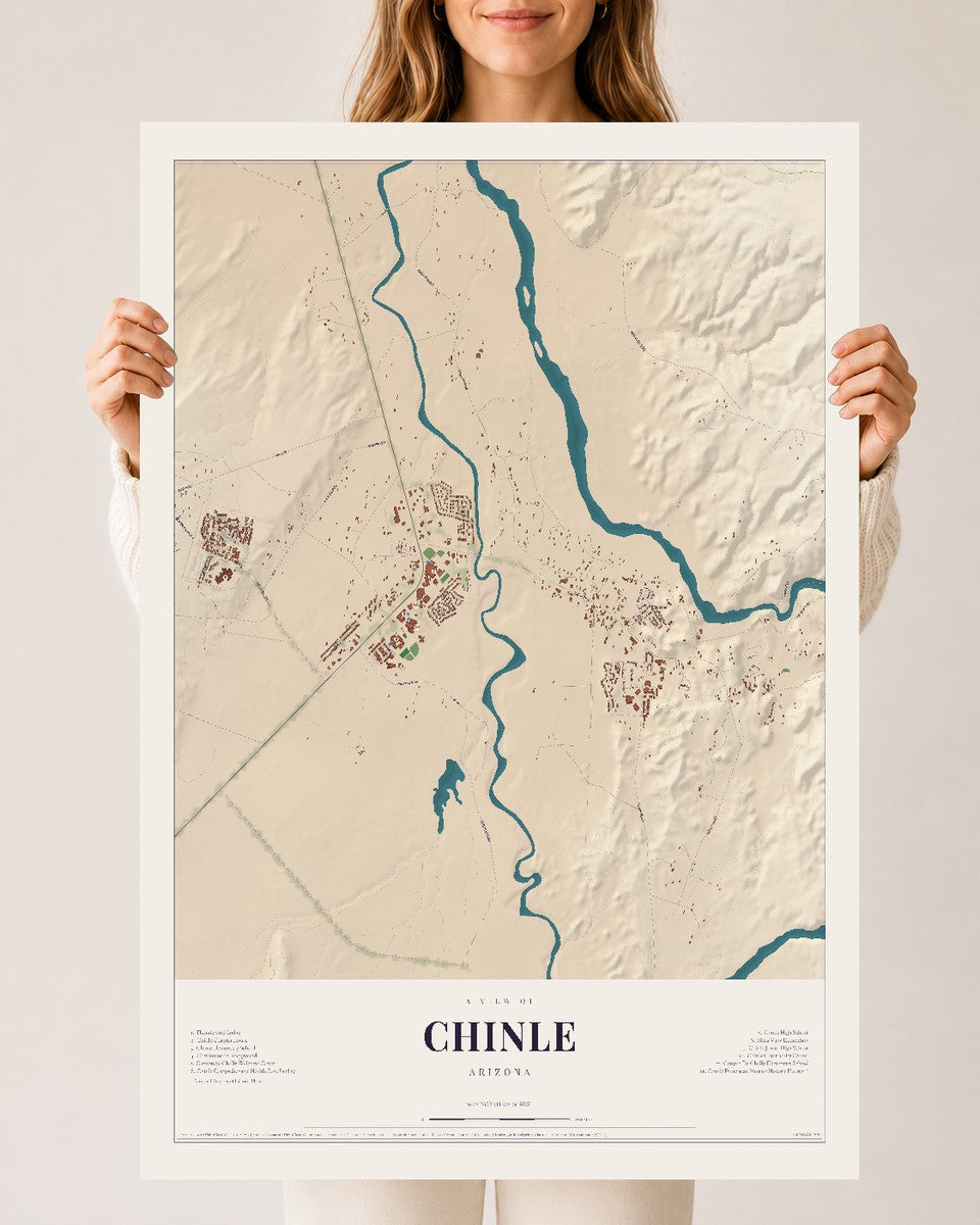 Map of Chinle, Arizona, 24 x 36 inch unframed archival matte print
