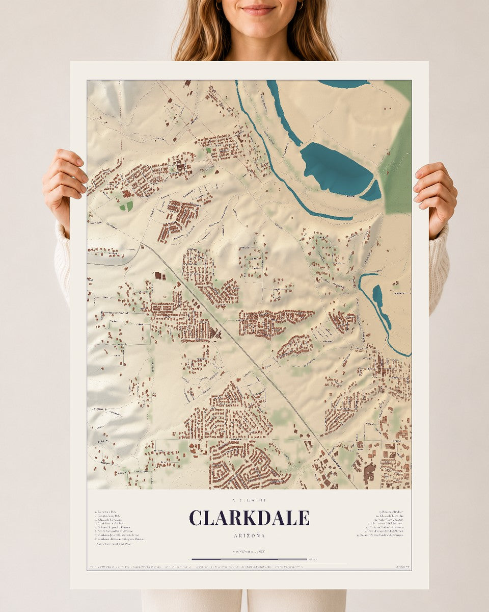 Map of Clarkdale, Arizona, 24 x 36 inch unframed archival matte print