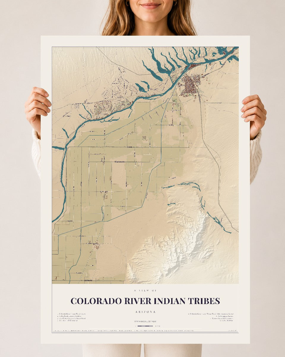 Colorado River Indian Tribes, Arizona map print, 24" x 36", Archival Matte Print