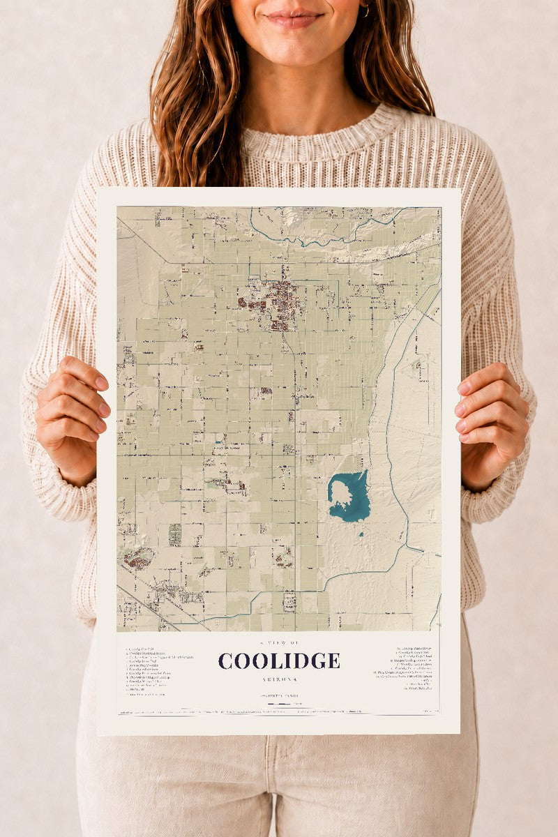 Coolidge, Arizona map print, 12" x 18", Archival Matte Print