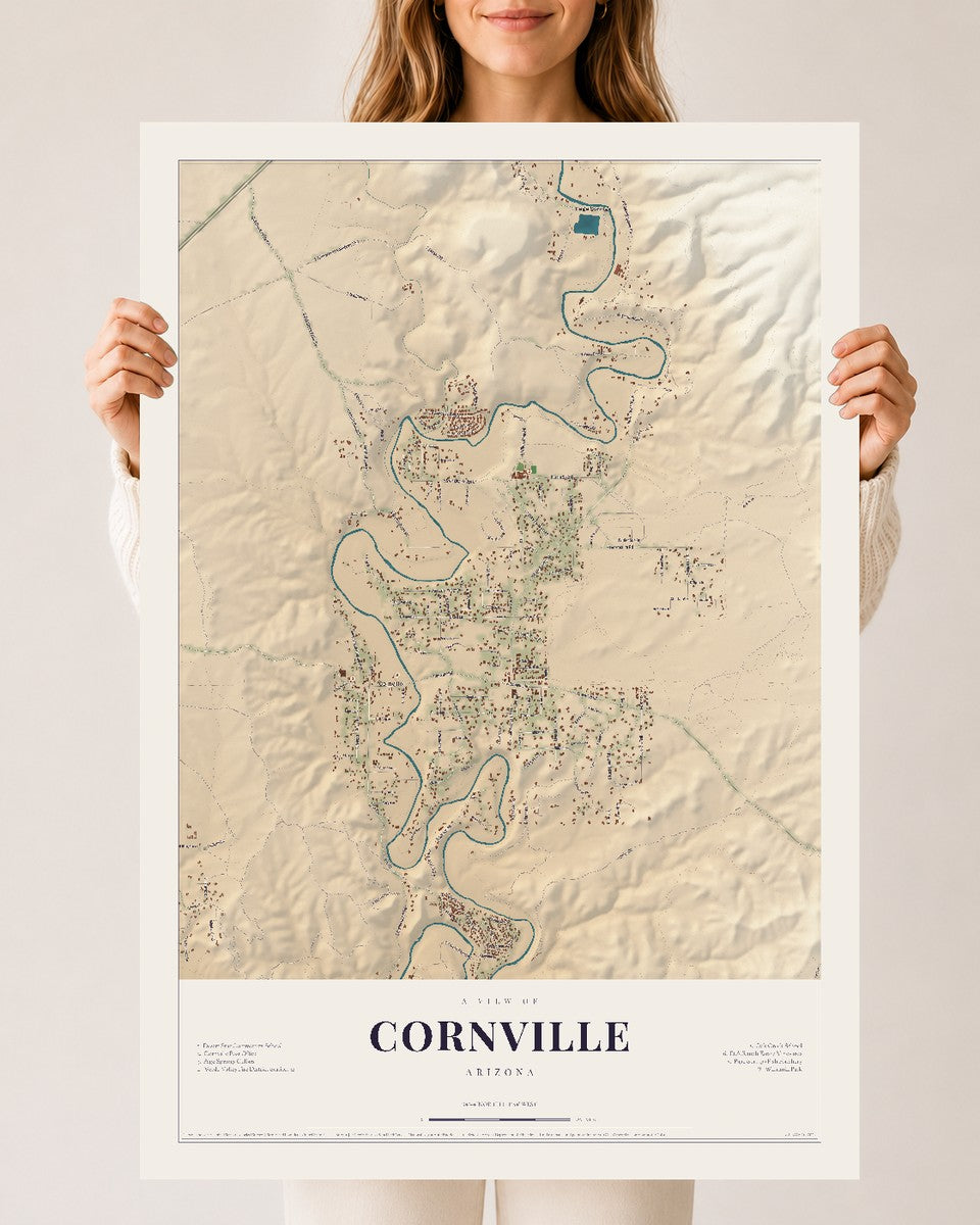 Cornville, Arizona map print, 24" x 36", Archival Matte Print