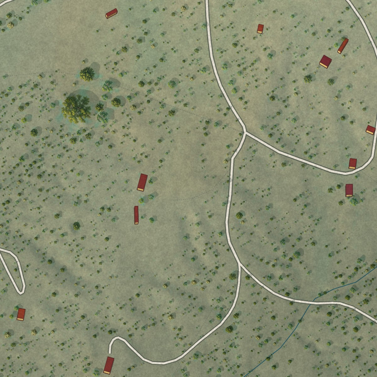 Close-up of the map of Del Muerto, Arizona print showing street and building detail