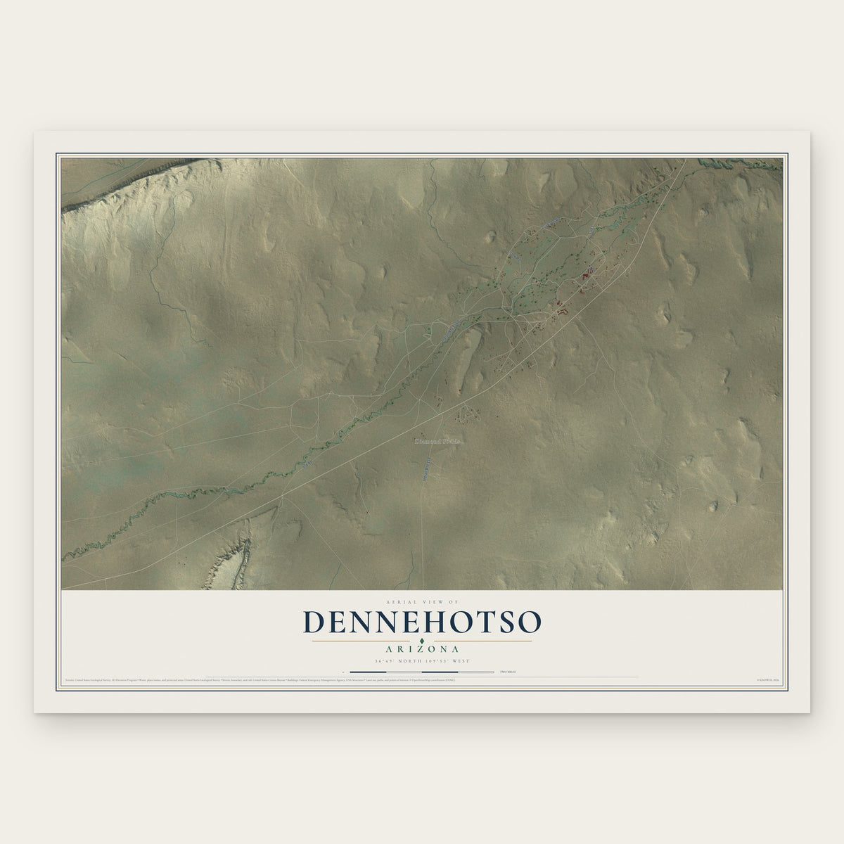 Dennehotso, Arizona map print, the full design