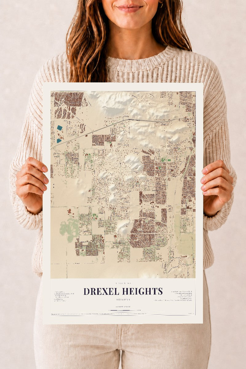 Drexel Heights, Arizona map print, 12" x 18", Archival Matte Print