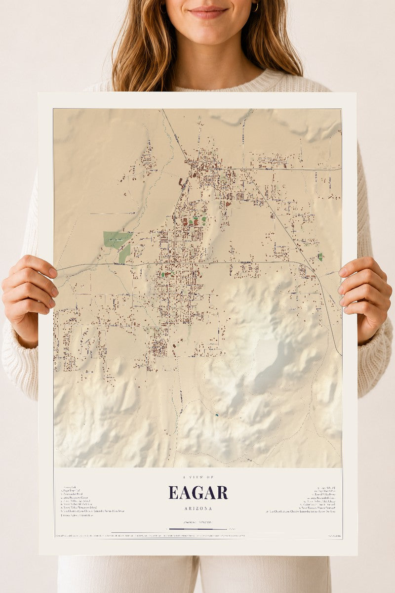 Map of Eagar, Arizona, 18 x 24 inch unframed archival matte print