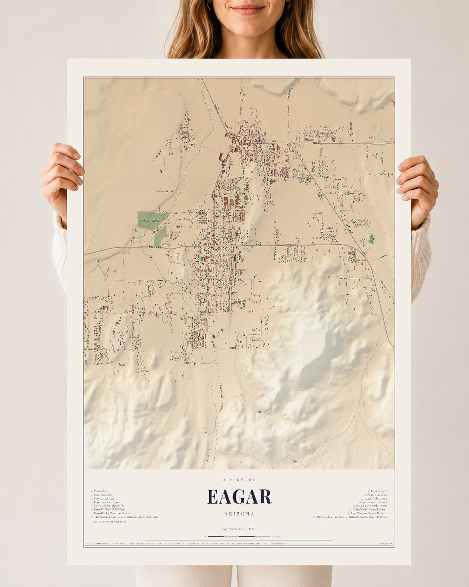 Map of Eagar, Arizona, 24 x 36 inch unframed archival matte print
