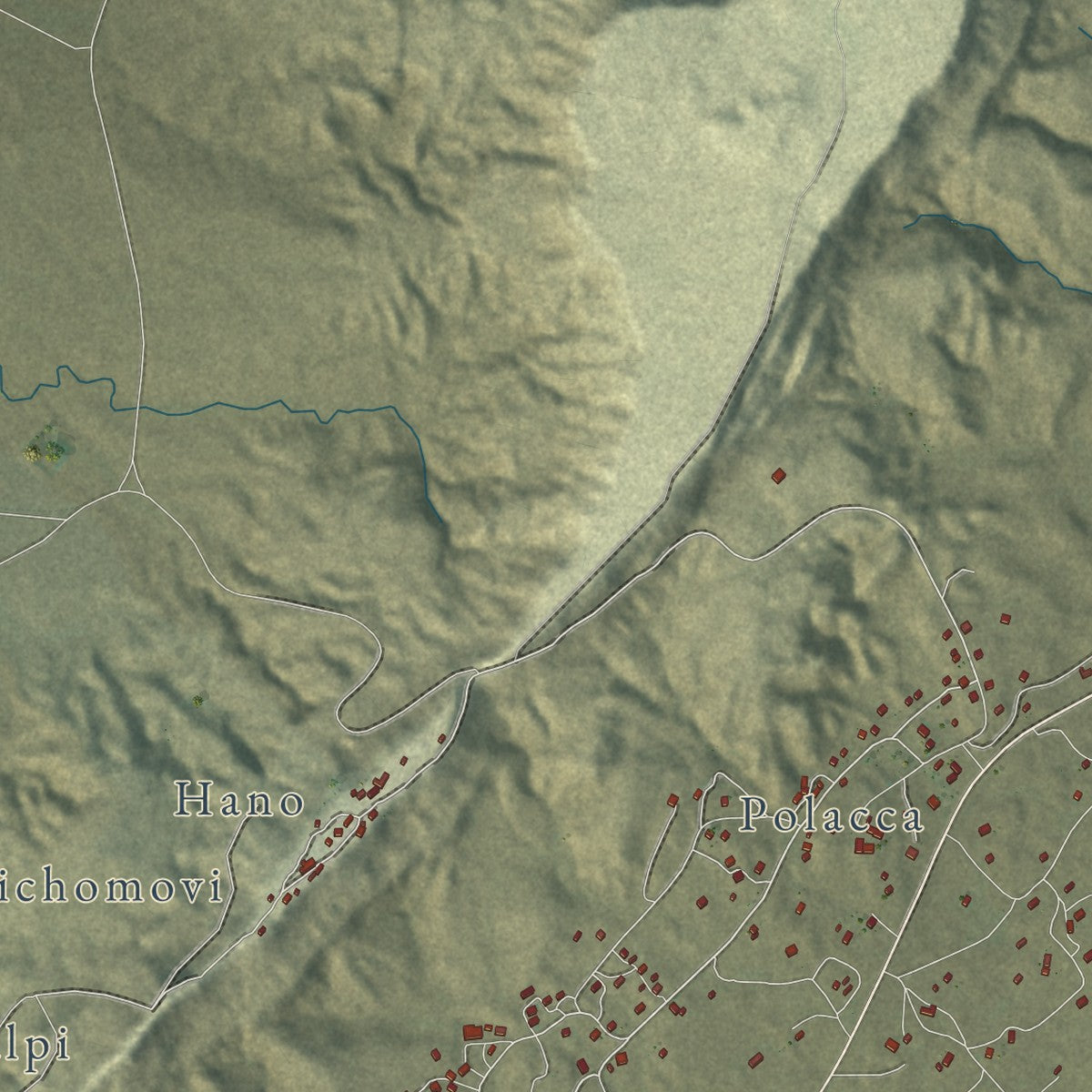 Close-up of the map of First Mesa, Arizona print showing street and building detail