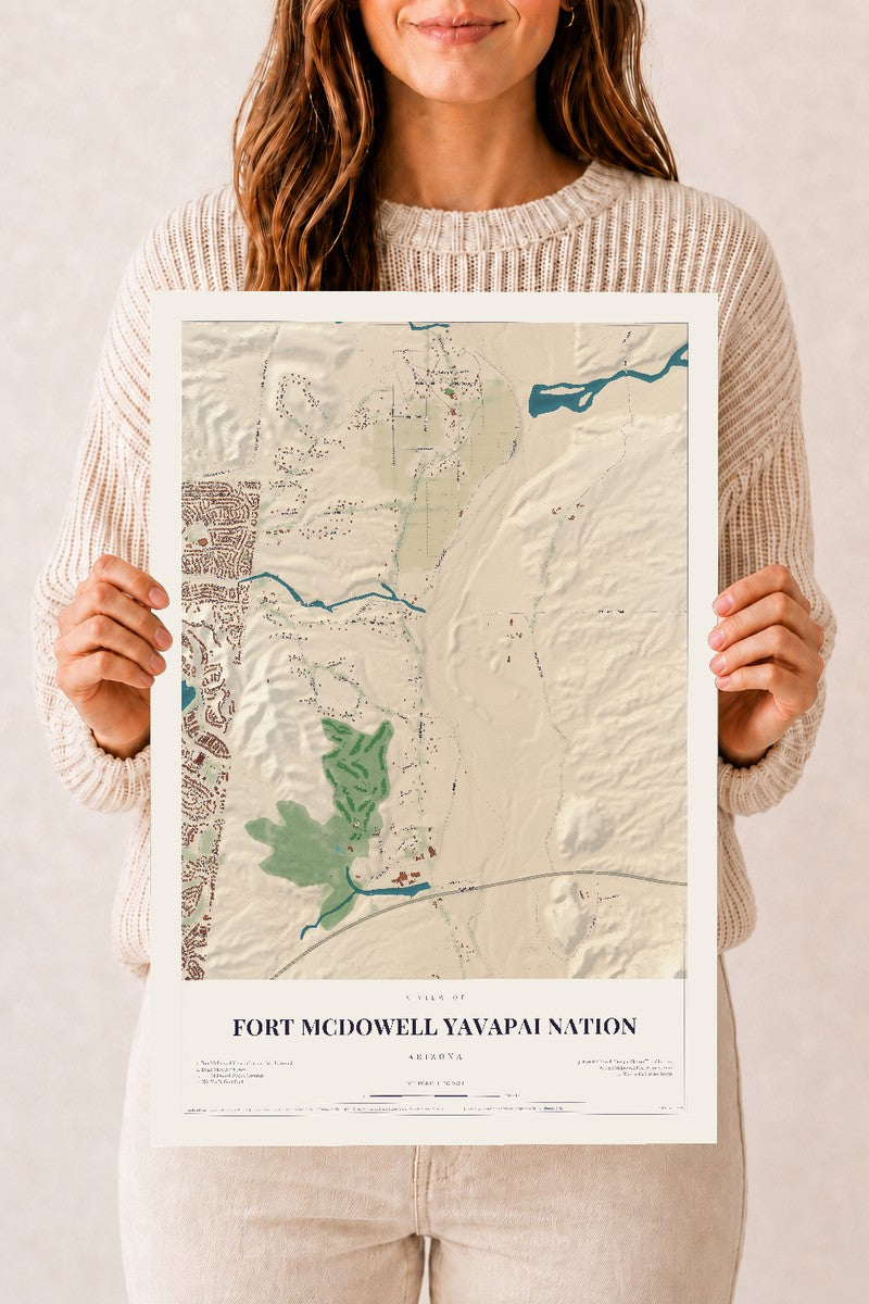 Fort McDowell Yavapai Nation, Arizona map print, 12" x 18", Archival Matte Print