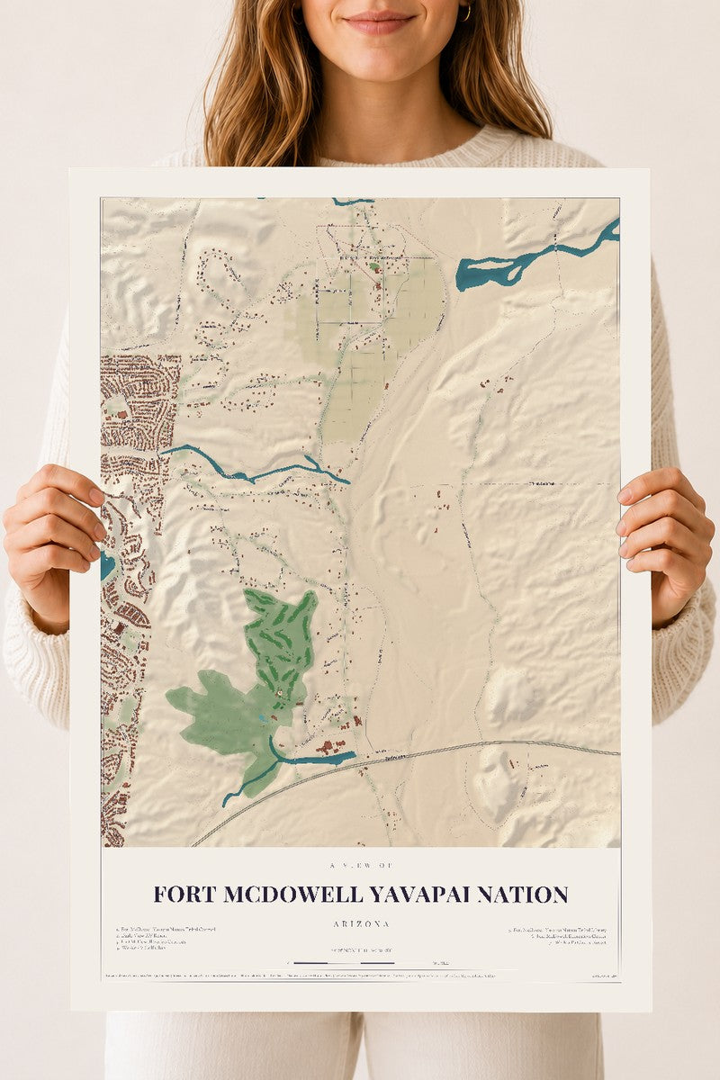 Fort McDowell Yavapai Nation, Arizona map print, 18" x 24", Archival Matte Print