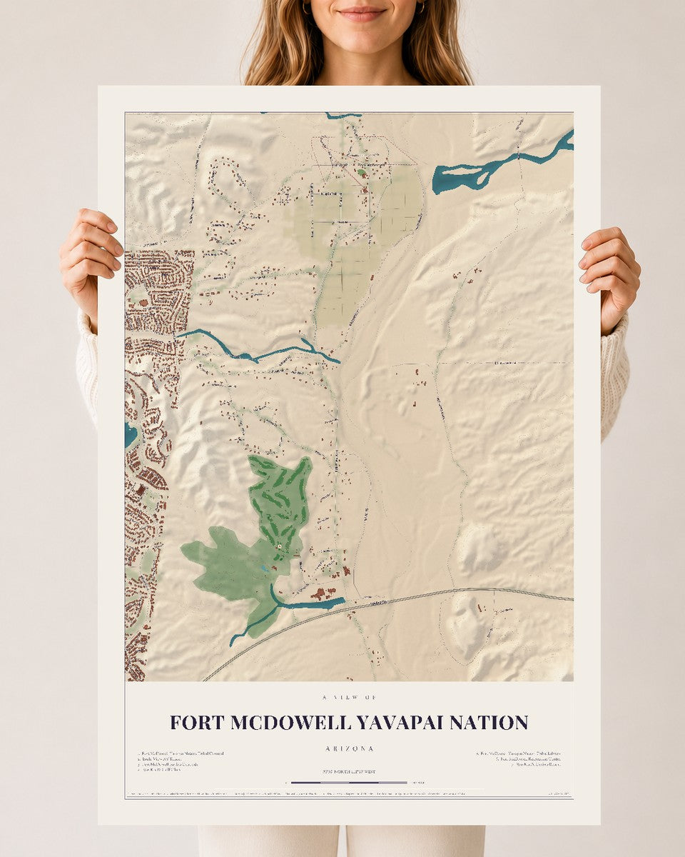 Fort McDowell Yavapai Nation, Arizona map print, 24" x 36", Archival Matte Print
