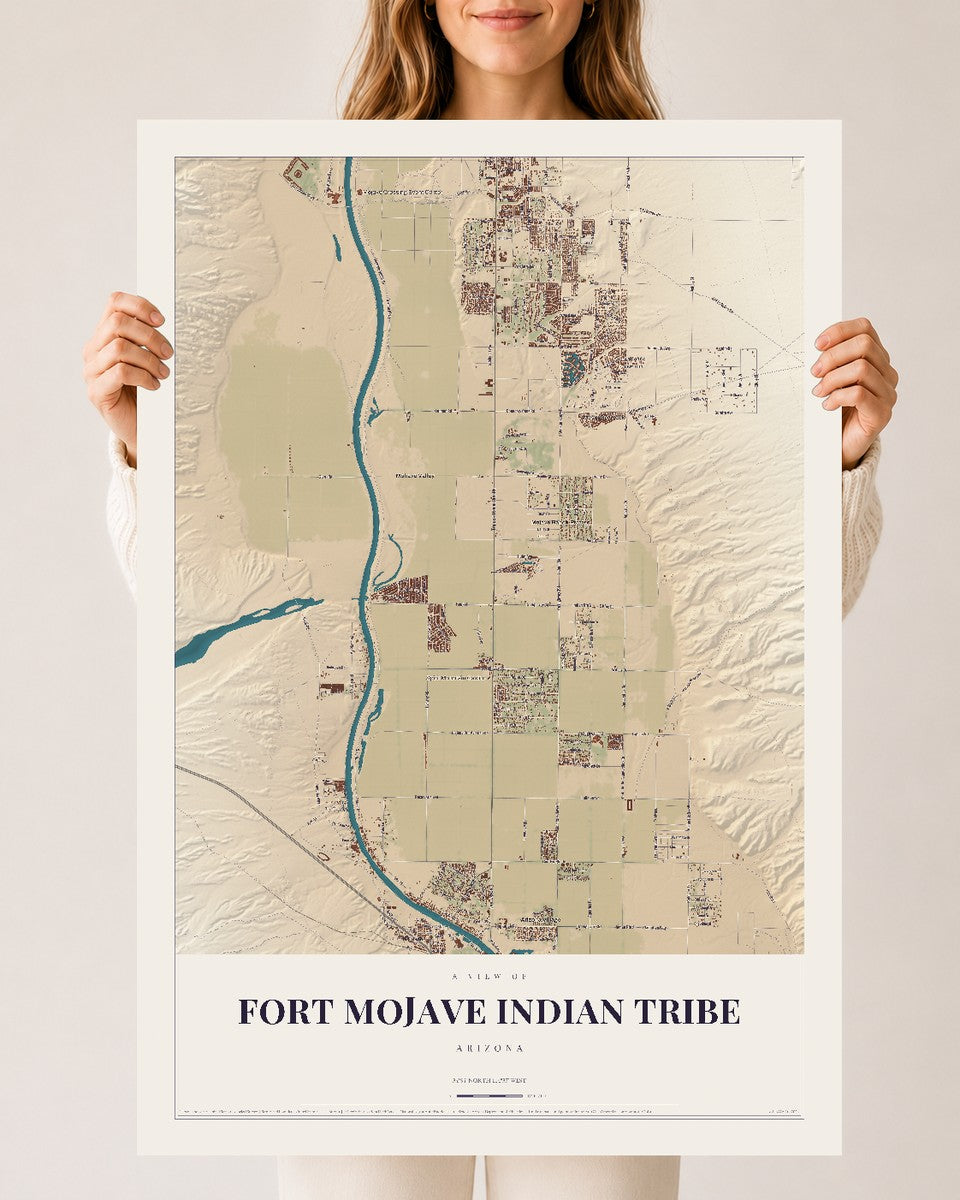 Fort Mojave Indian Tribe, Arizona map print, 24" x 36", Archival Matte Print