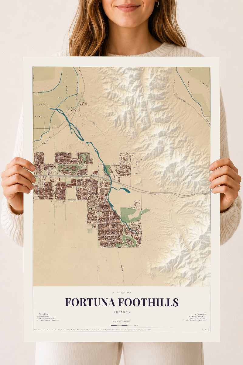 Map of Fortuna Foothills, Arizona, 18 x 24 inch unframed archival matte print