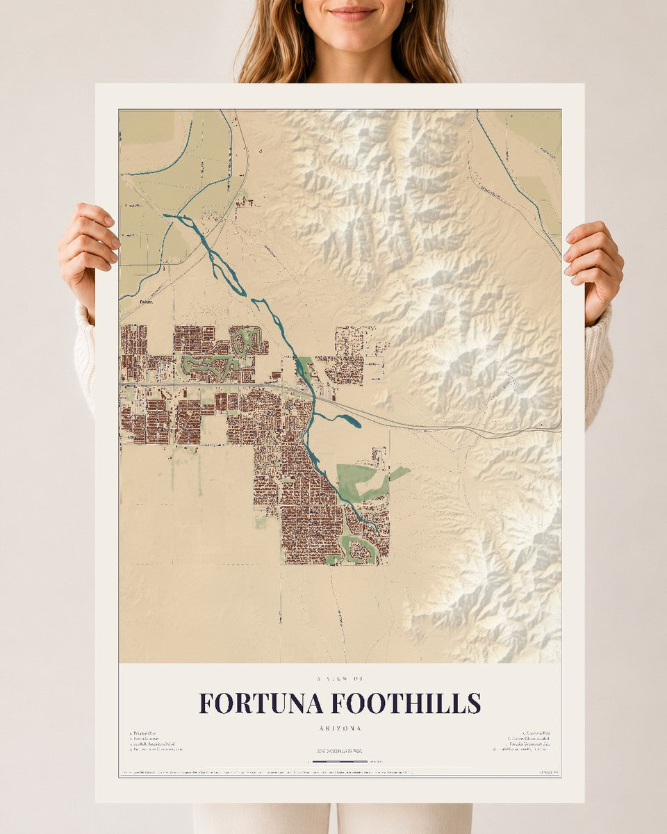 Map of Fortuna Foothills, Arizona, 24 x 36 inch unframed archival matte print