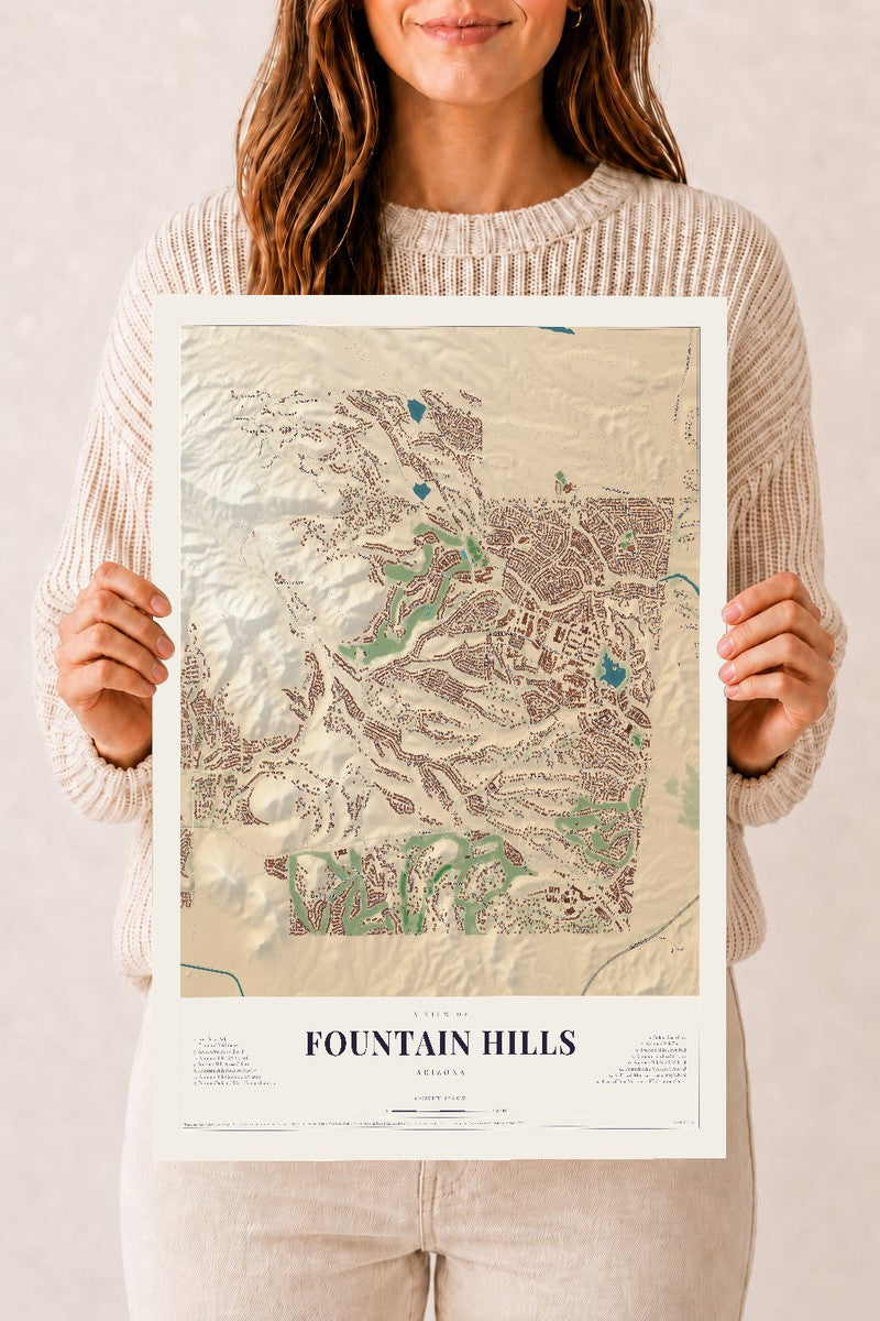 Fountain Hills, Arizona map print