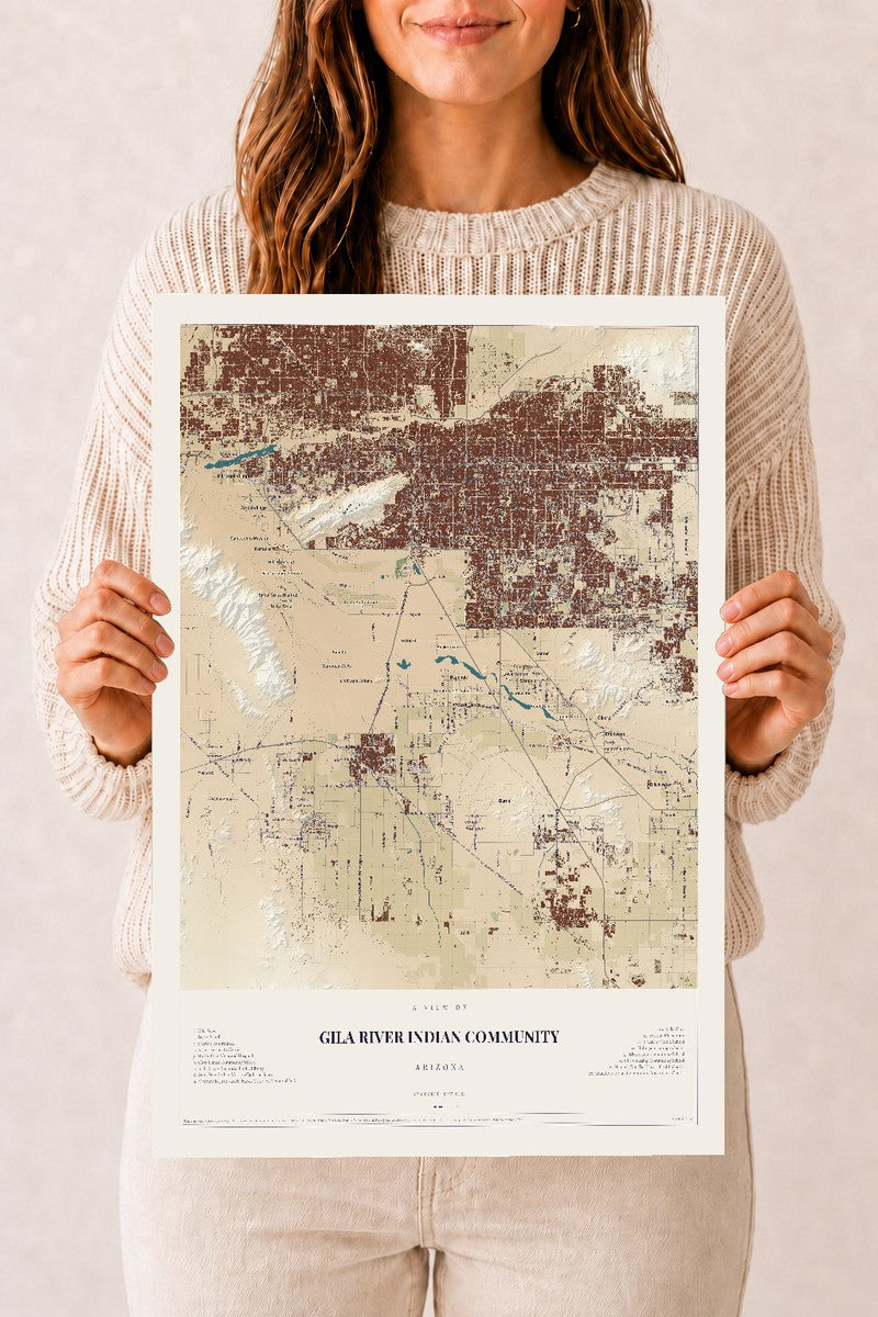 Gila River Indian Community, Arizona map print