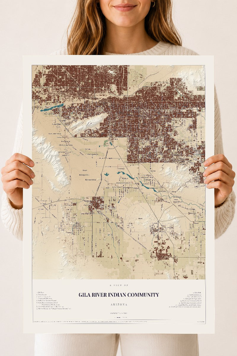 Map of Gila River Indian Community, Arizona, 18 x 24 inch unframed archival matte print