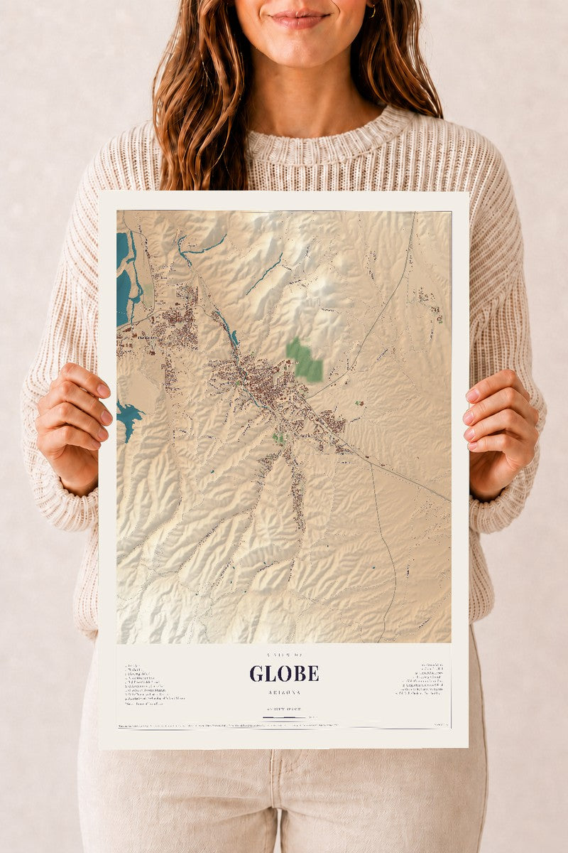 Globe, Arizona map print