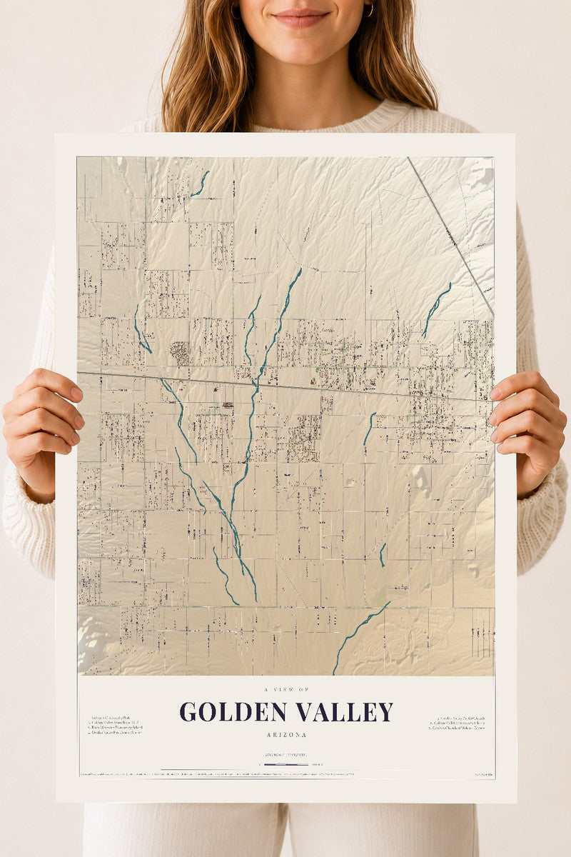 Map of Golden Valley, Arizona, 18 x 24 inch unframed archival matte print