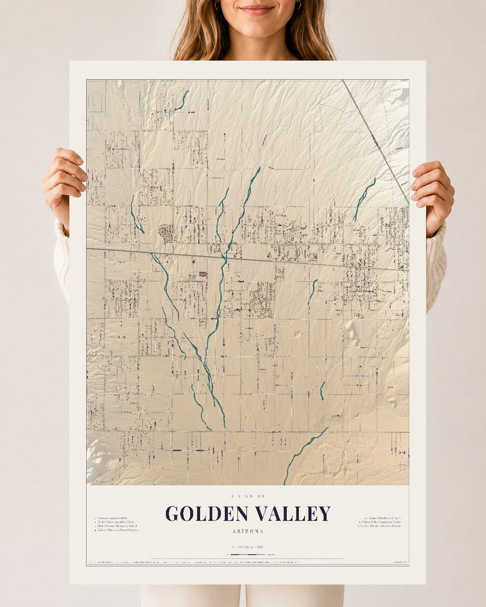Map of Golden Valley, Arizona, 24 x 36 inch unframed archival matte print