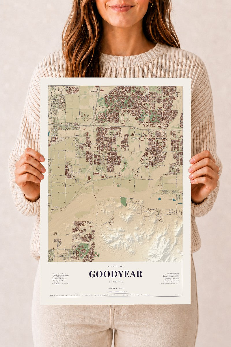 Goodyear, Arizona map print, 12" x 18", Archival Matte Print