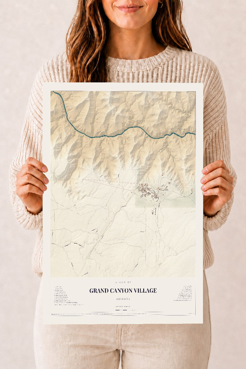 Grand Canyon Village, Arizona map print
