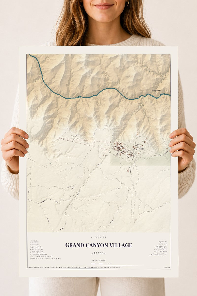 Map of Grand Canyon Village, Arizona, 18 x 24 inch unframed archival matte print