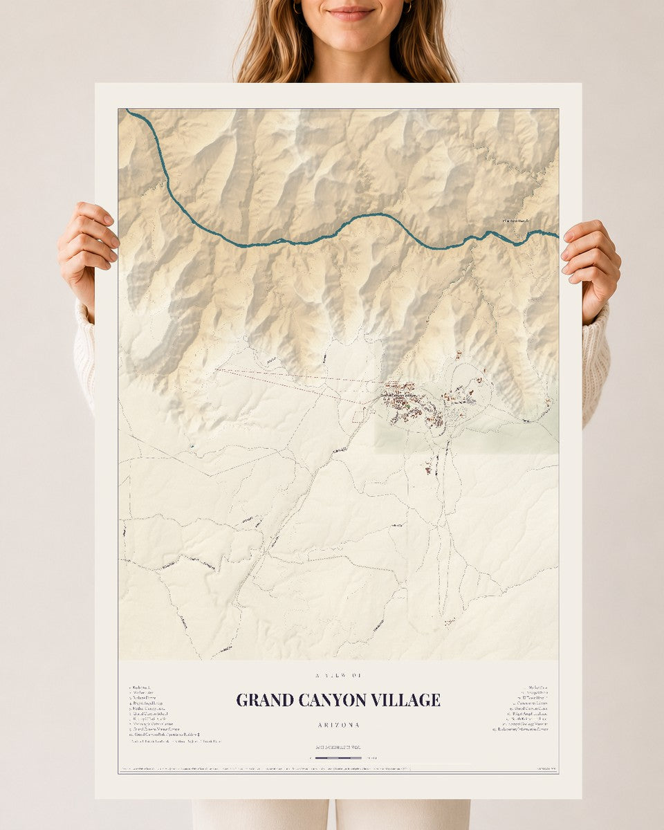 Map of Grand Canyon Village, Arizona, 24 x 36 inch unframed archival matte print
