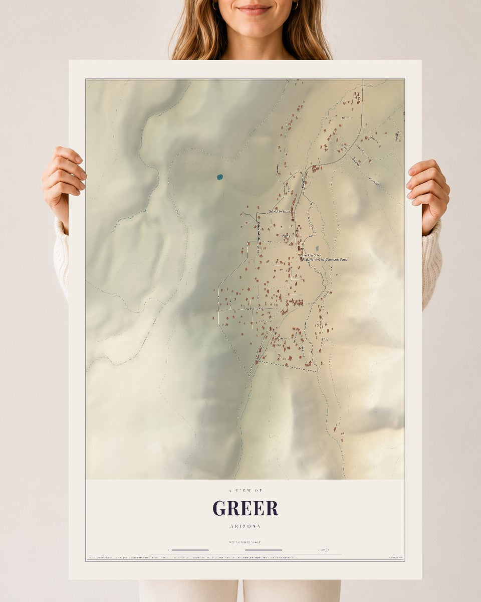 Map of Greer, Arizona, 24 x 36 inch unframed archival matte print