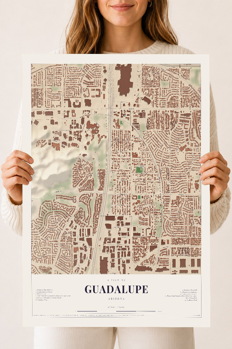 Guadalupe, Arizona map print, 18" x 24", Archival Matte Print