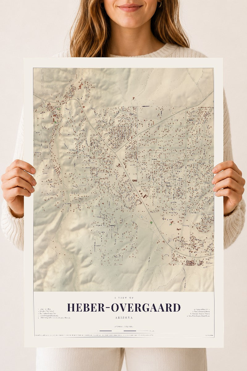 Map of Heber-Overgaard, Arizona, 18 x 24 inch unframed archival matte print