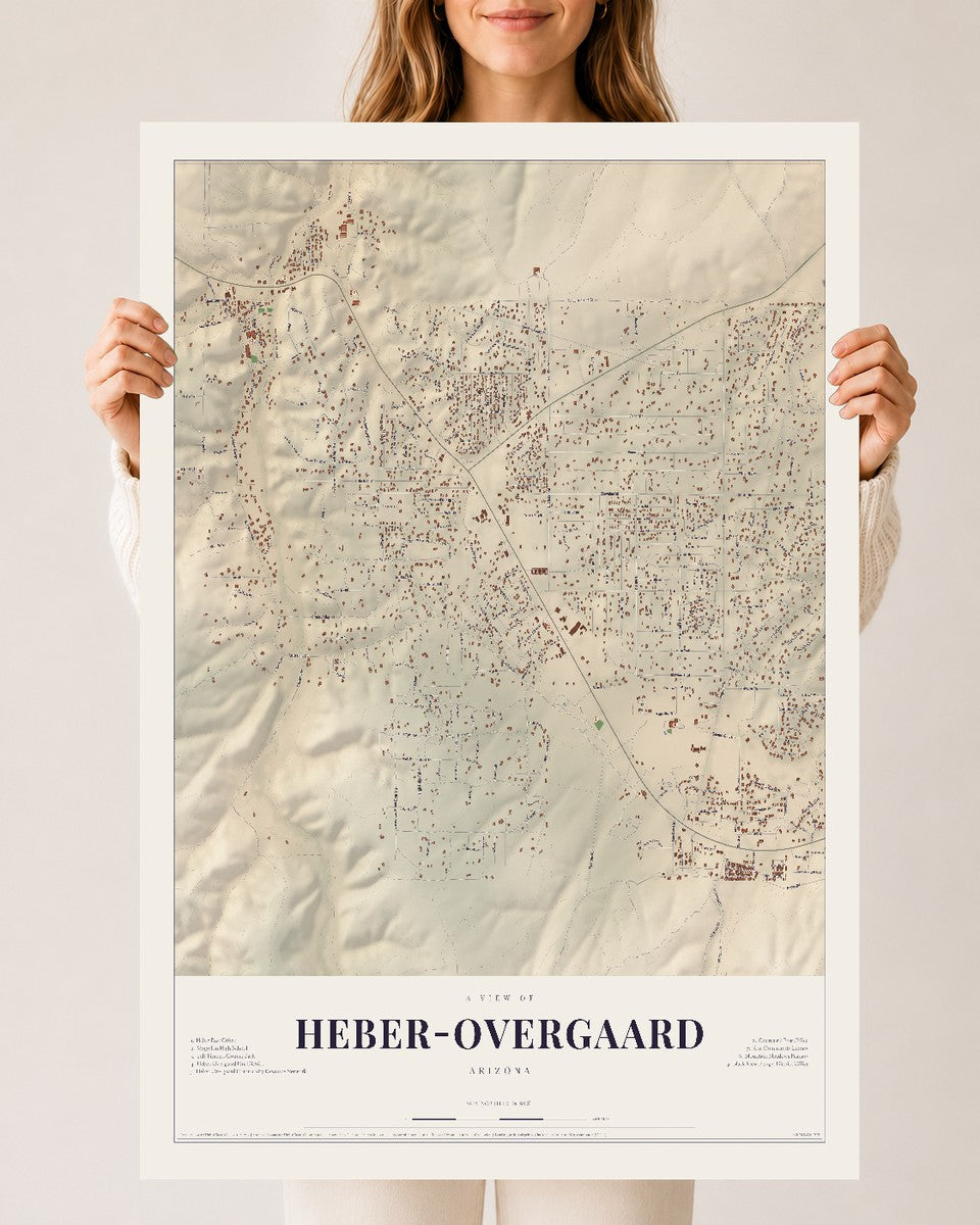 Map of Heber-Overgaard, Arizona, 24 x 36 inch unframed archival matte print