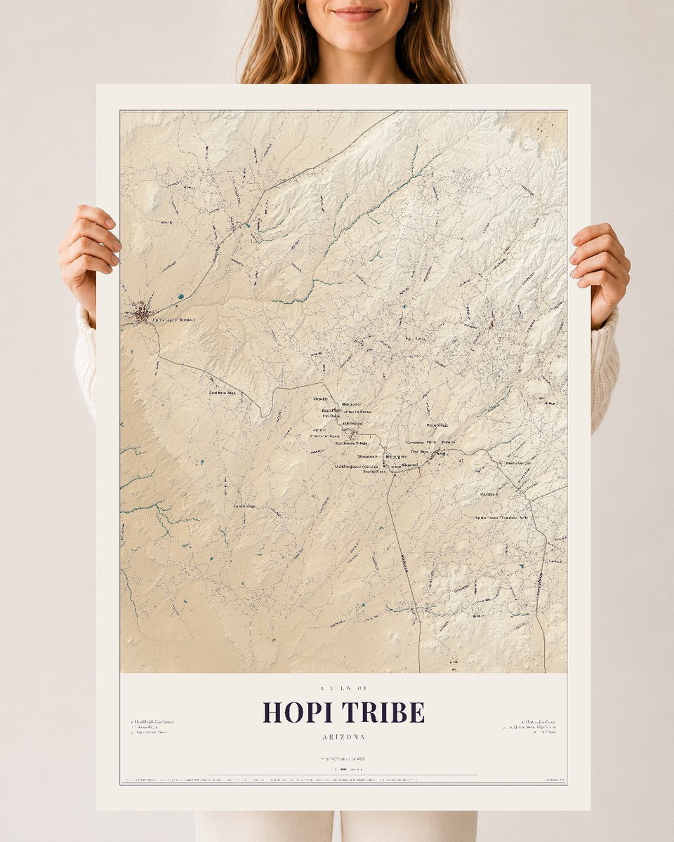 Hopi Tribe, Arizona map print, 24" x 36", Archival Matte Print