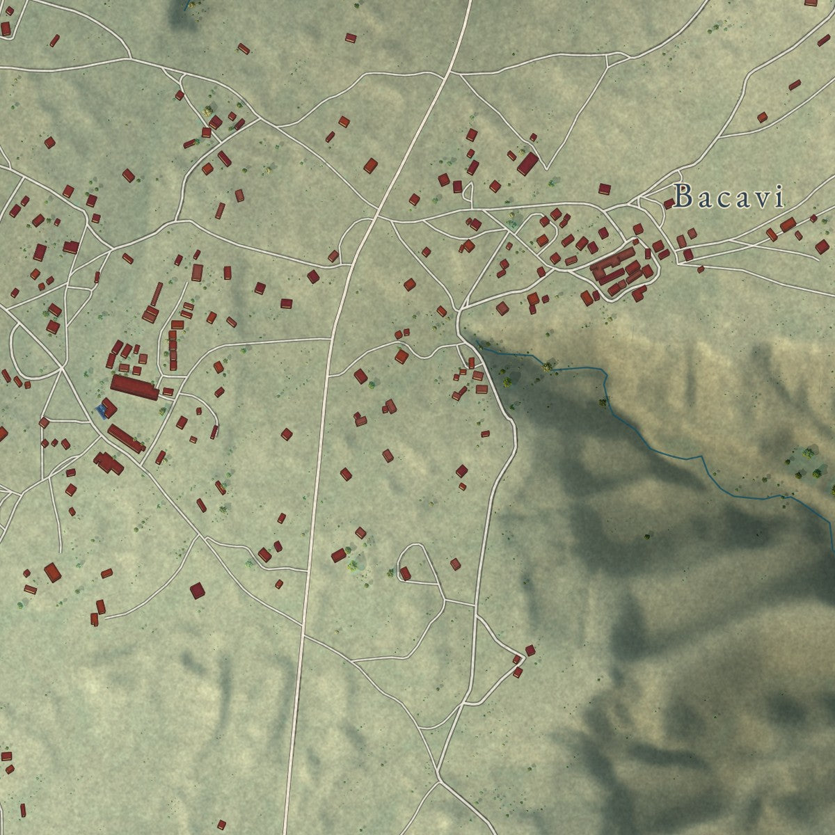Close-up of the map of Hotevilla-Bacavi, Arizona print showing street and building detail